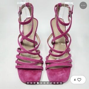 Botkier Fuchsia Suede Multi-Strap Ankle Buckle Heels